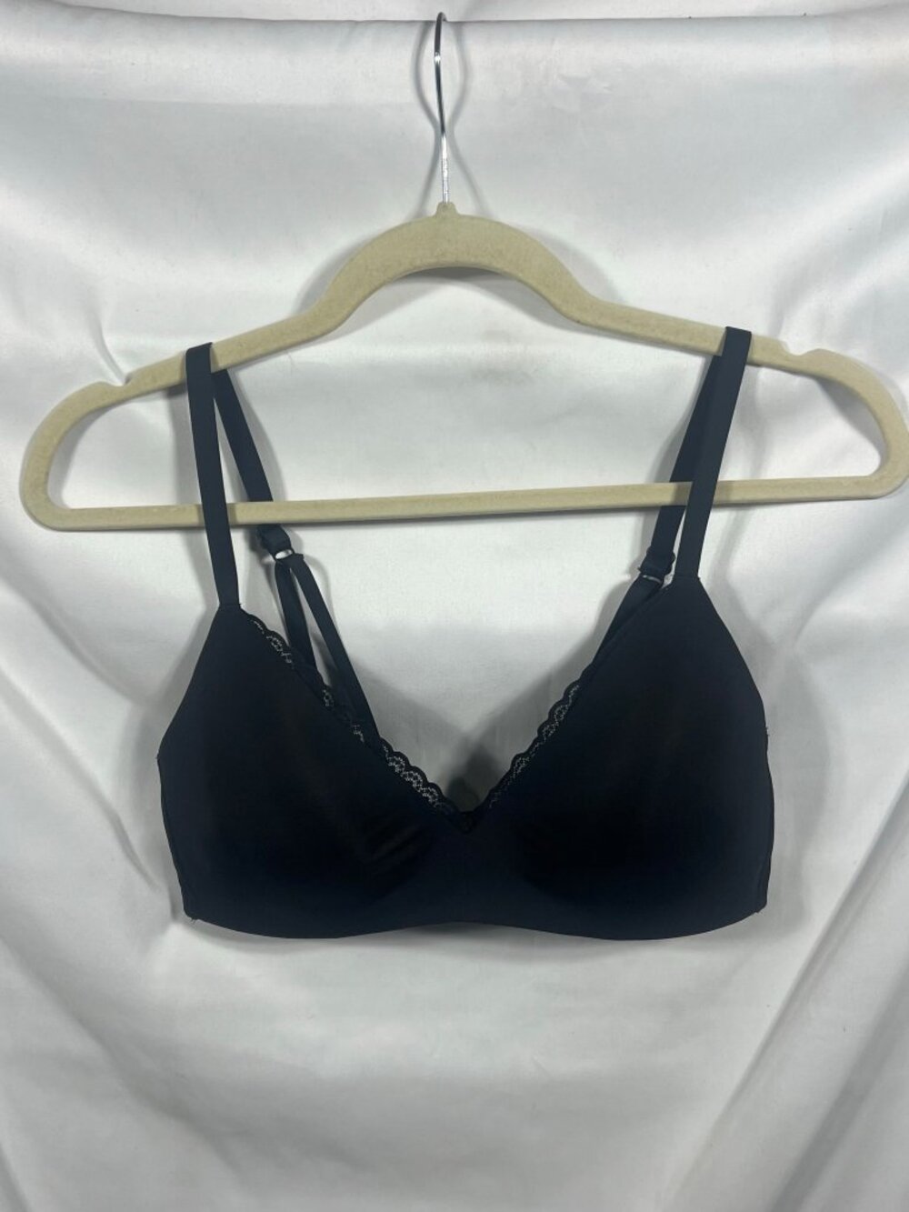 Aerie Bra Womens Everyday Wireless Soft 36C Black Lace Trim Comfort
